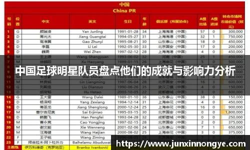 中国足球明星队员盘点他们的成就与影响力分析